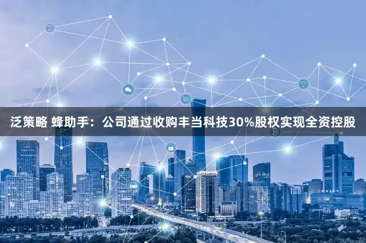 泛策略 蜂助手：公司通过收购丰当科技30%股权实现全资控股