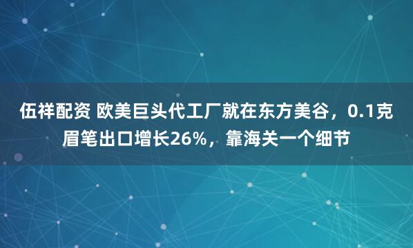 伍祥配资 欧美巨头代工厂就在东方美谷，0.1克眉笔出口增长26%，靠海关一个细节